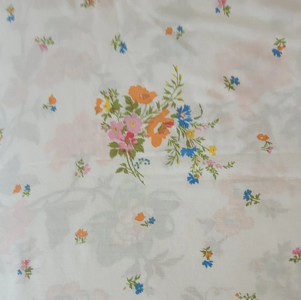 VINTAGE Single/Twin 3pc Bedding Florals Orange, Green, Blue, Yellow, Pink. - Picture 7 of 13